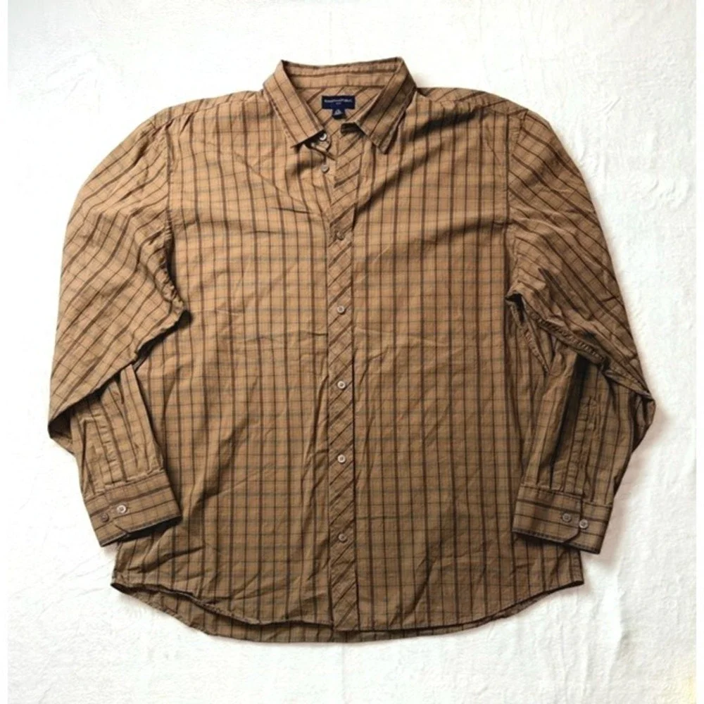 Banana Republic XXL‎ 18 18.5 Men's Plaid Button Down Shirt Long Sleeve Casual